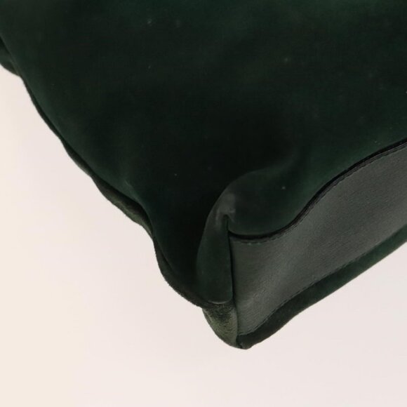 Authentic FENDI Shoulder Bag Suede Green Gold - Picture 16 of 16